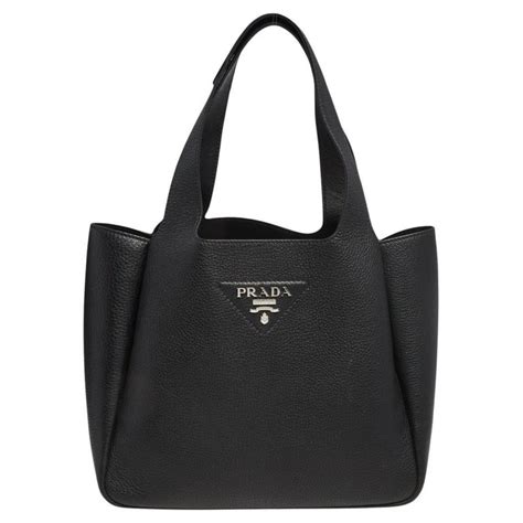 prada dynamique leather tote|Black Leather tote .